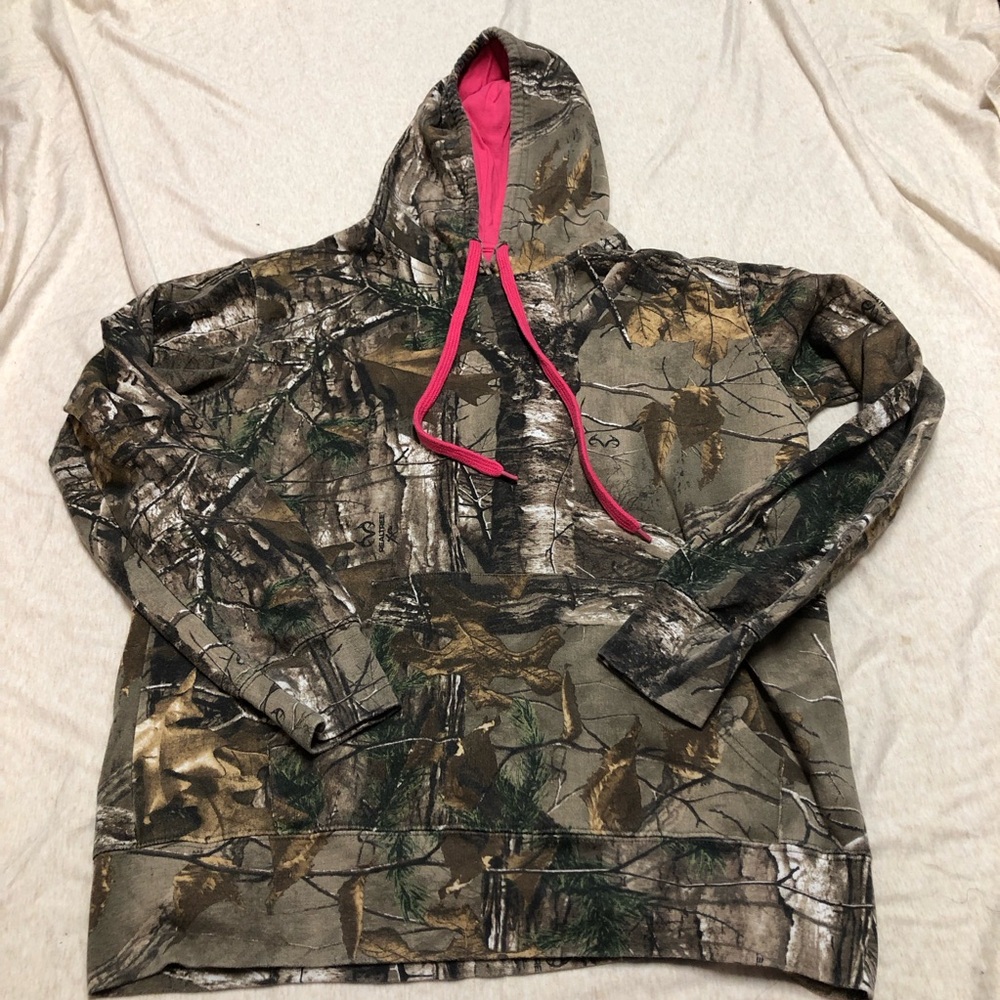 Realtree Camouflage Hot Pink Lined Hoodie Women’s Size Small Hunting Outdoors